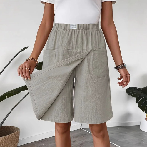 Eurasian Cross-border 2025 New Amazon TEMUwish Hiyin Foreign Trade Women's Pocket Casual Shorts Skirt