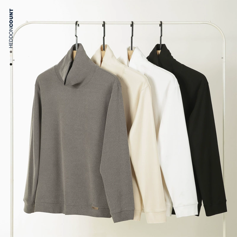 Нижняя рубашка Derong с половинным воротником мужской 2025 осень-зима новый сплошной цвет средний воротник теплый с длинными рукавами футболка с осенней одеждой