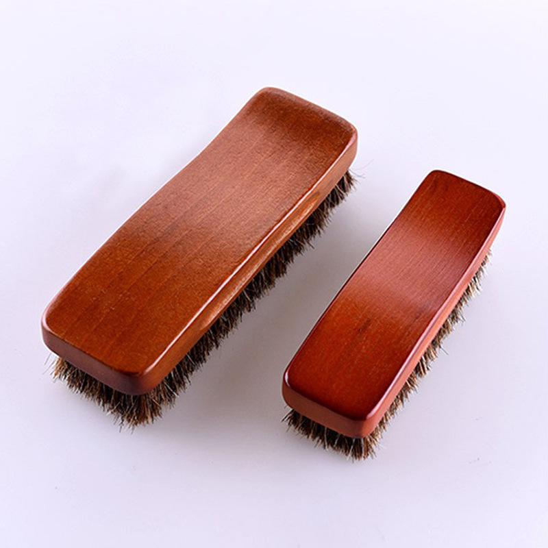 Cepillo de zapato de piel de caballo de loto de alta calidad Cepillo de pulido de zapatos de piel suave Zapatos de cuero Cerda de caballo puro Gamuza multifuncional Gris Tamaño pequeño Cepillo de zapato