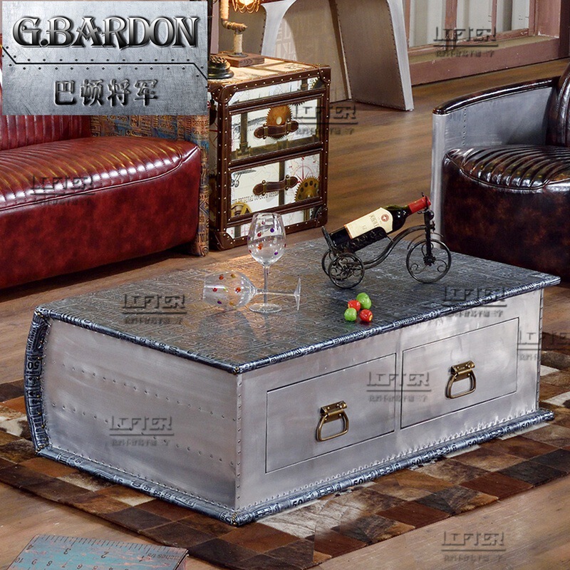 Whiskey Cigar Bar coffee table industrial style aluminum rivet metal original book-shaped bar coffee shop personality Square