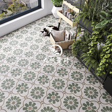 南洋复古风绿色花砖餐厅阳台拼花瓷砖300x300民宿卫生间地面瓷砖