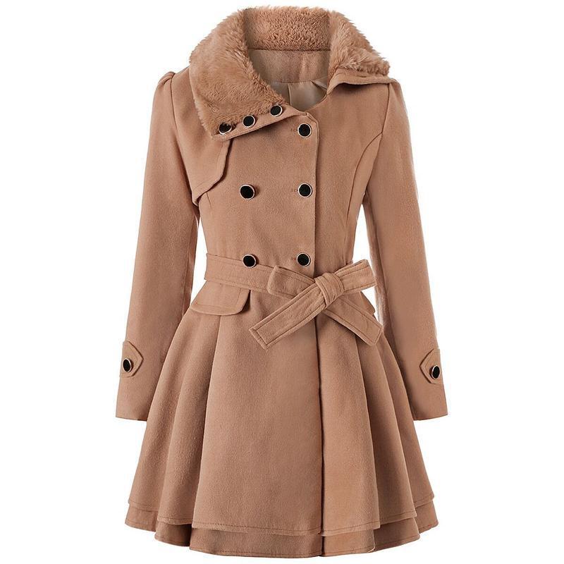C 63133 Double Breasted Wool Coat Slim Fit Woolen Coat Cross-Border European and American