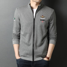 2023春秋季长袖立领拉链式棒球服中青年男士休闲开衫纯色外套