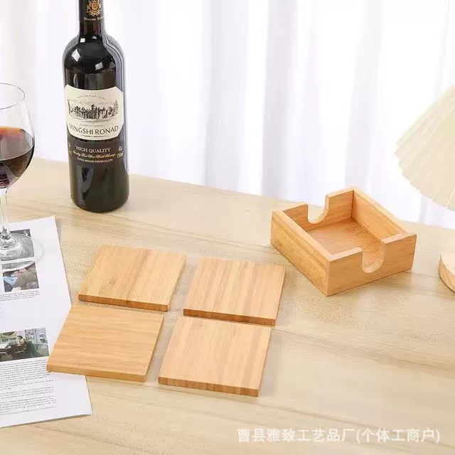 Подушка из цельного дерева Настольный теплоизоляционный коврик креативная деревянная квадратная чайная церемония бамбуковая подставка из дерева с коробкой для хранения прямоугольная подставка для воды
