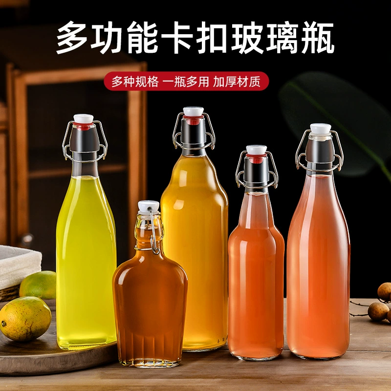 Прозрачная пуговица стеклянная бутылка фермента запряжка фруктовый сок бутылка напиток игристое вино собственное фруктовое вино бутылка амазонка горячее стекло