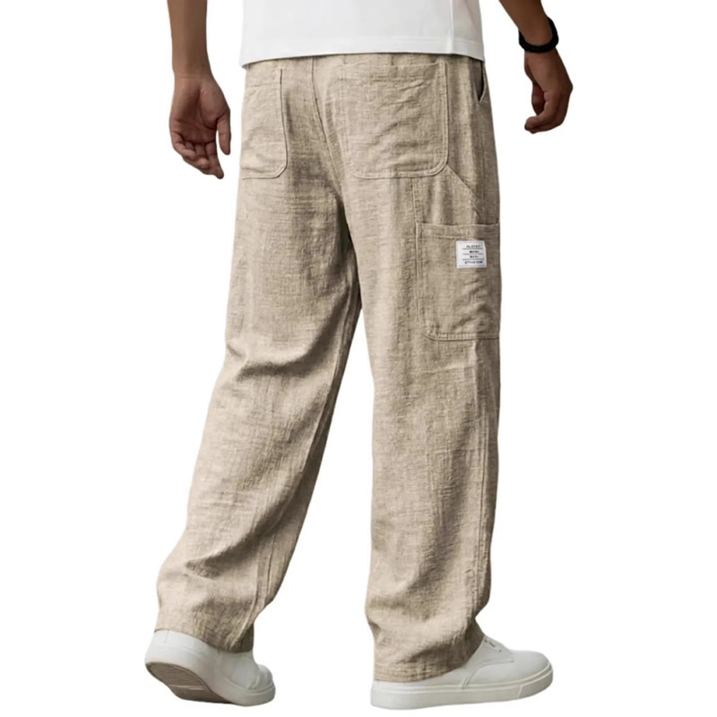 2026 Amazon Spring/Summer New Men's Clothing Cross-Border Independent Site Men's Solid Color Breathable Cotton Linen Pocket Casual Long Pants 2026 Amazon Spring/Summer New Men's Clothing Cross-Border Independent Site Men's Solid Color Breathable Cotton Linen Pocket Casual Long Pants