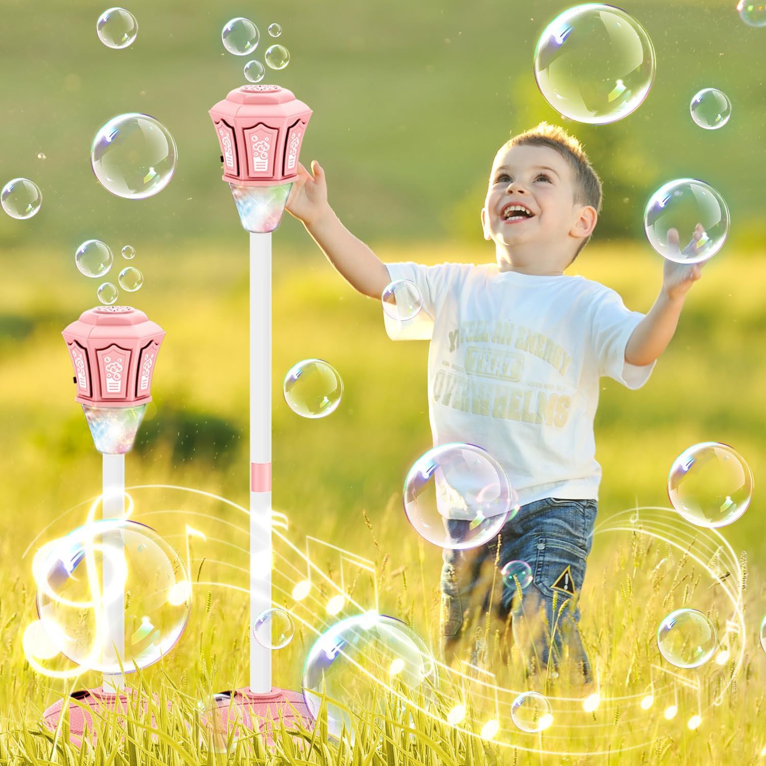 Máquina de burbujas para exteriores con luz y música, soplador de burbujas eléctrico totalmente automático, máquina de burbujas para camping, juguete para bodas