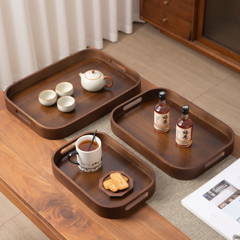 Ins Style Bamboo Environmentally Friendly Tray Rectangular Tea Tray Cake Tray Snack Tray Cafe Dessert Tray Storage Tray