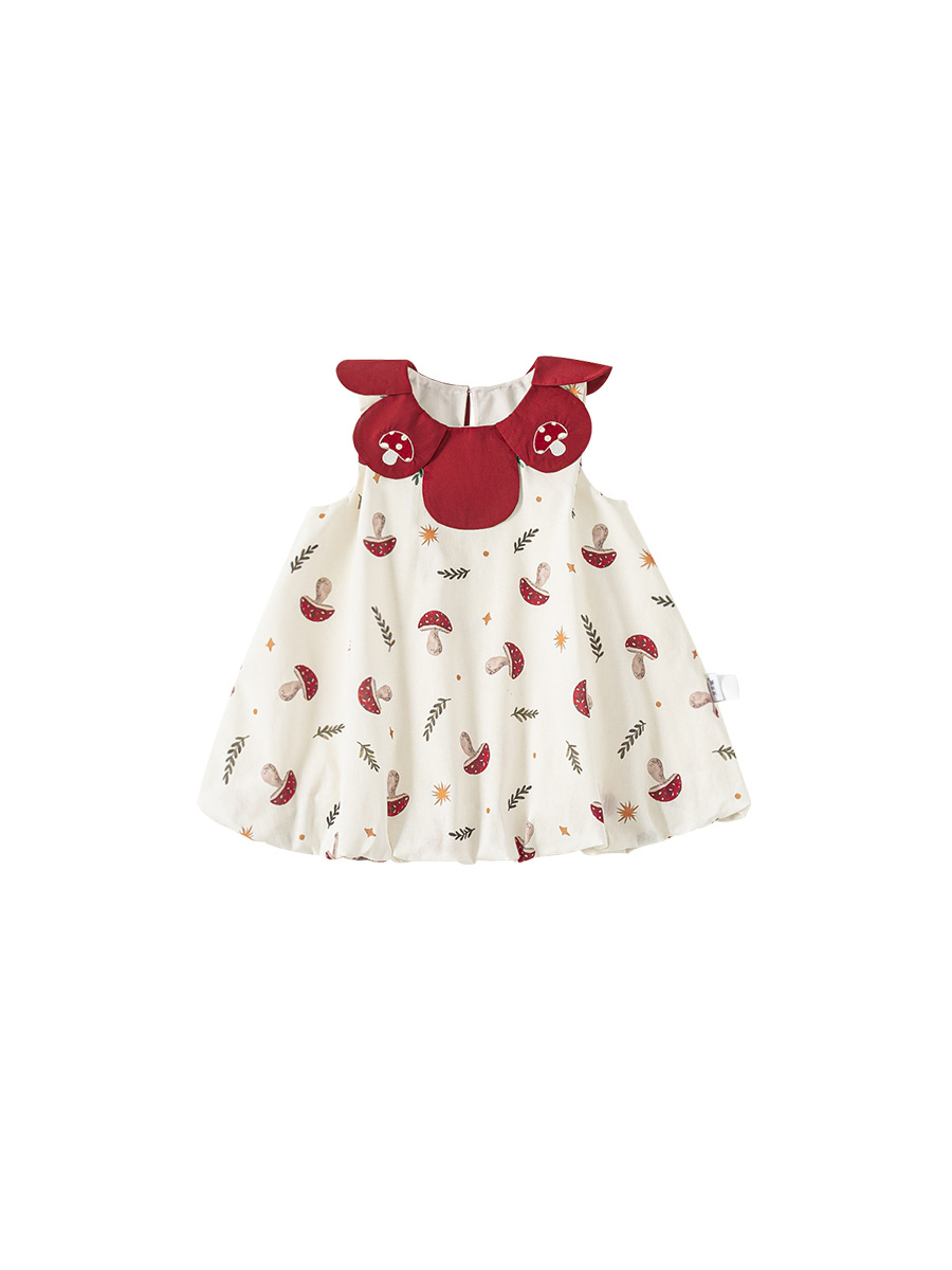 Youbao ropa para niños verano nuevo estilo falda de niña dulce cuello de pétalo bordado falda de botones florales vestido sin mangas de niña