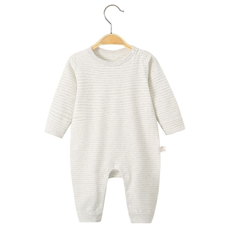 Round neck jumpsuit with gray stripes