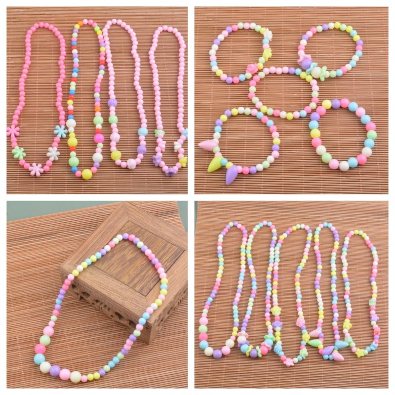 Children's Necklace Female Princess Jewelry Girls Accessories Ins Flower K-Style Candy Color Beads Cute Cartoon Accessories