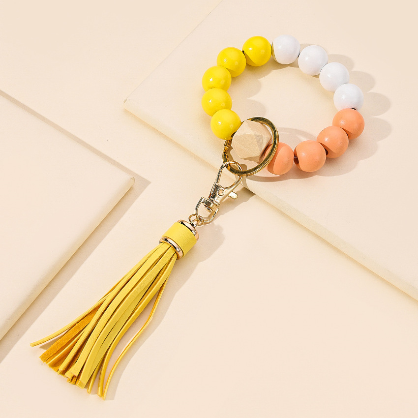 Bohemian Style Bohemian Geometric Wood Women's Bag Pendant Keychain