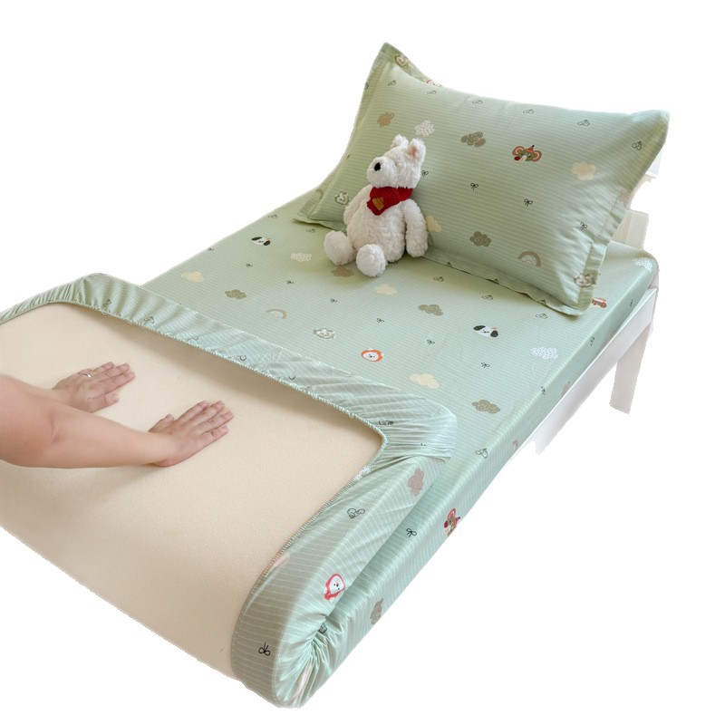 Colcha de cama con estampado de algodón puro, funda de cama para dormitorio de estudiantes de una sola pieza, funda protectora de colchón, juego de tres piezas con todo incluido