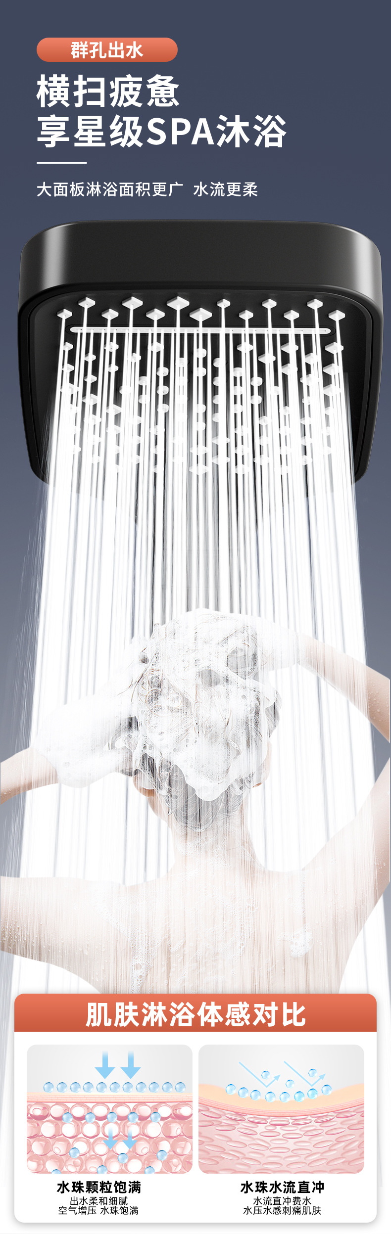 Pressurized showerhead, high-pressure shower head, handheld, universal, super powerful bathroom heater, shower head set with seven buttons undefined