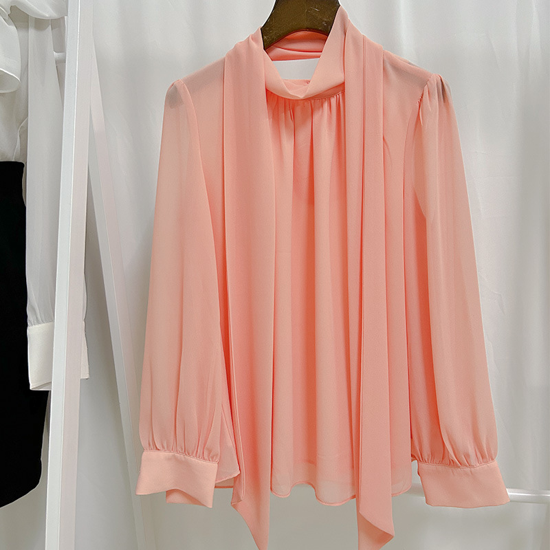 Little Charming Women's Chiffon Blouse, New Spring Design, French Style, Bow Tie Blouse