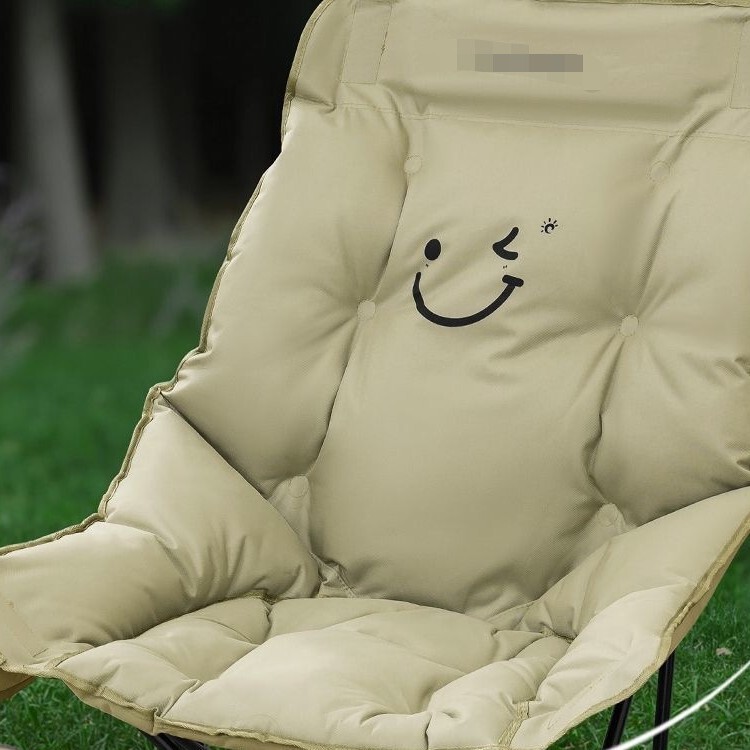 Outdoor Folding Chair with Cotton Padding, Thickened Moon Chair, Portable Folding Camping Chair, High Backrest Recliner, Lightweight for Outdoor Camping Outdoor Folding Chair with Cotton Padding, Thickened Moon Chair, Portable Folding Camping Chair, High Backrest Recliner, Lightweight for Outdoor Camping