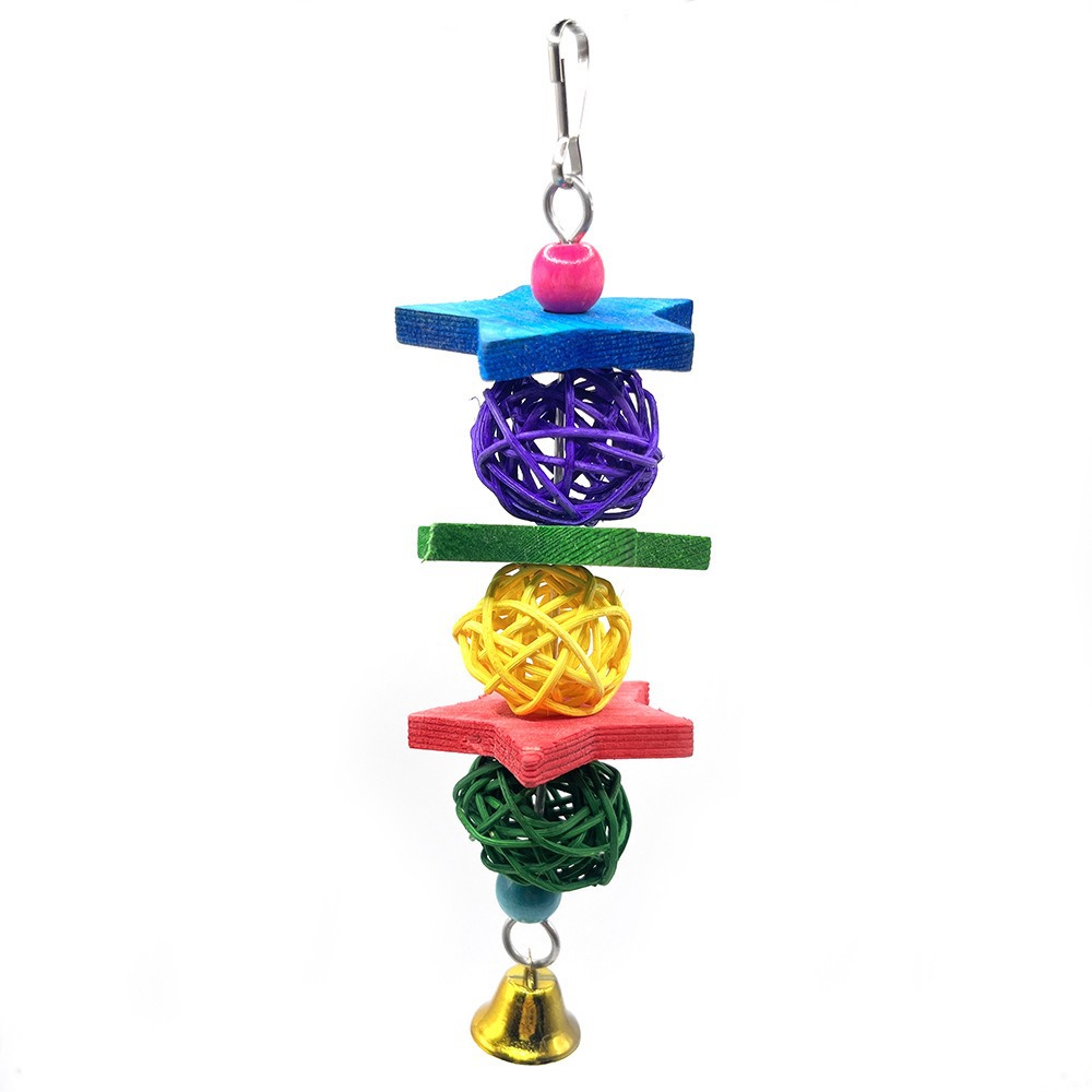 Juego de juguetes de loro, juguetes combinados, columpios de colores, campanas, brochetas, juguetes de ratán, mordeduras de pájaros, juguetes de hámster