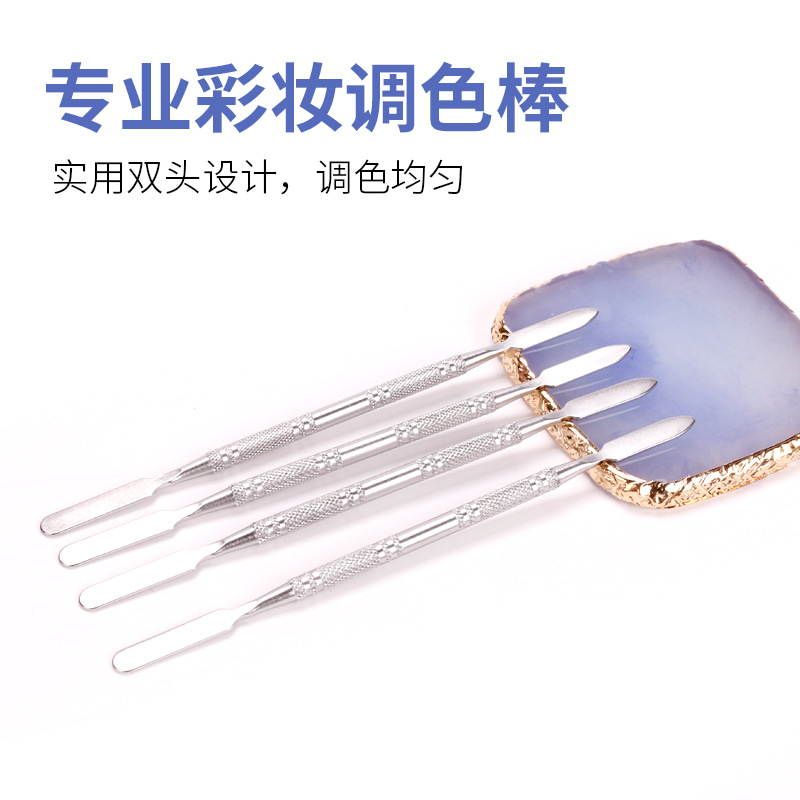 Metal de acero inoxidable de maquillaje paleta de uñas de belleza paleta de agitación varilla de cristal de uñas en relieve palo de uñas belleza empuje