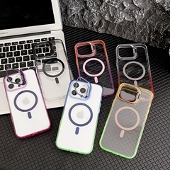 适用iPhone17Promax渐变透明磁吸手机壳镜头支架苹果16防摔保护套