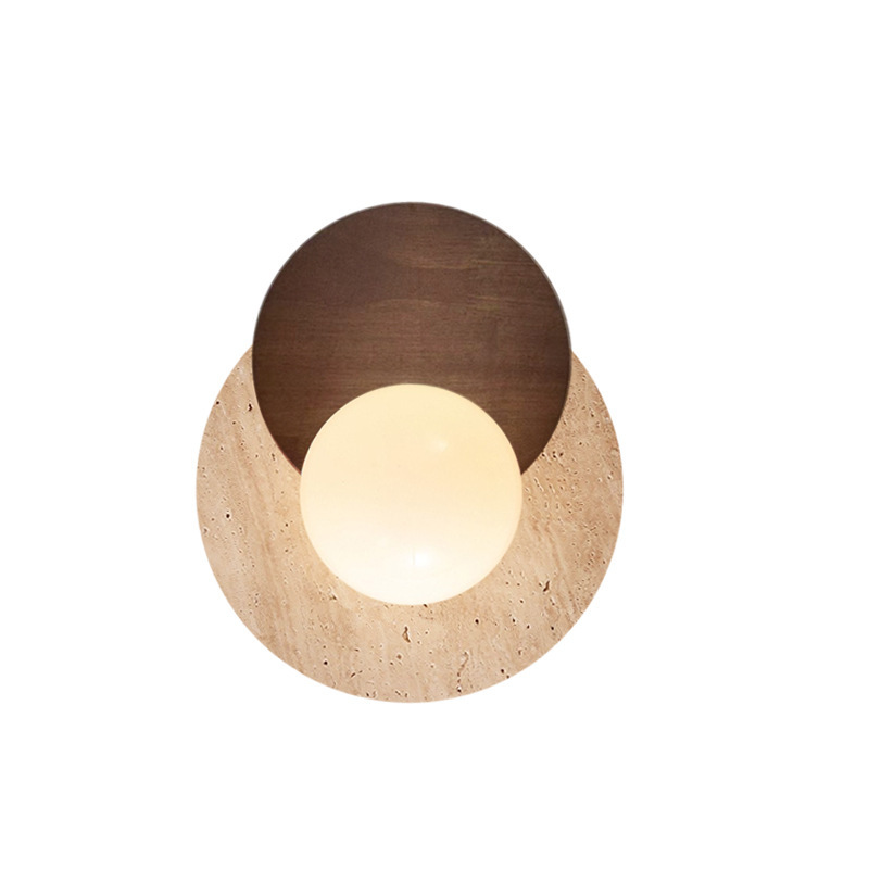 Lámparas de fondo silenciosas de aluminio dormitorio de diseño de madera de diseño de lámpara de pared de madera escalera de piedra de melocotón amarillo