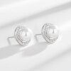 Advanced zirconium, earrings from pearl, European style, suitable for import, high-end, diamond encrusted, light luxury style