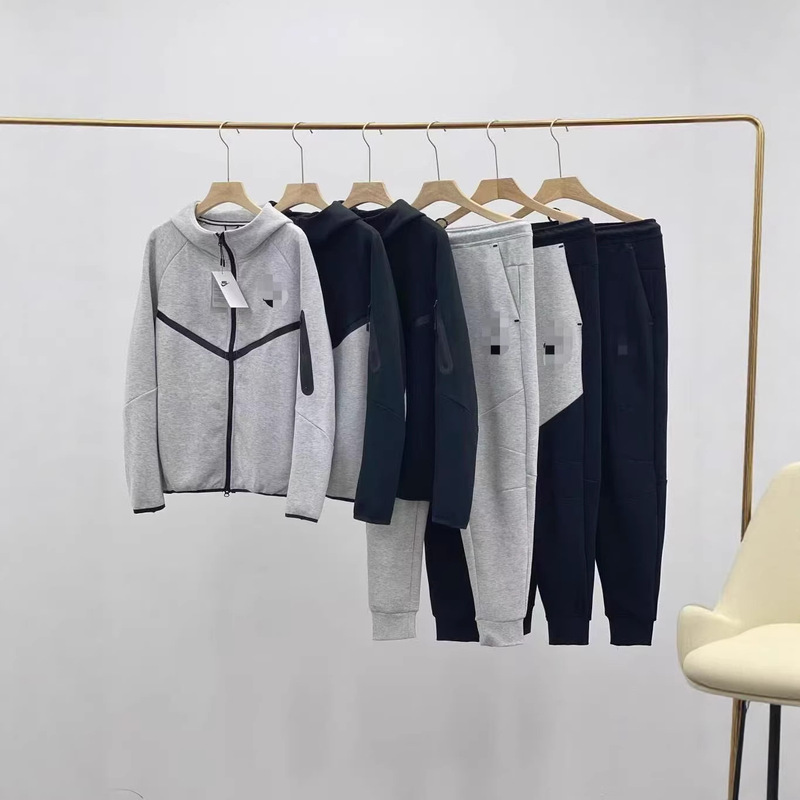 Cross-Border In-Stock Tech Fleece Spring and Autumn Casual Windbreaker Hoodie Jacket and Sweatpants Set Unisex