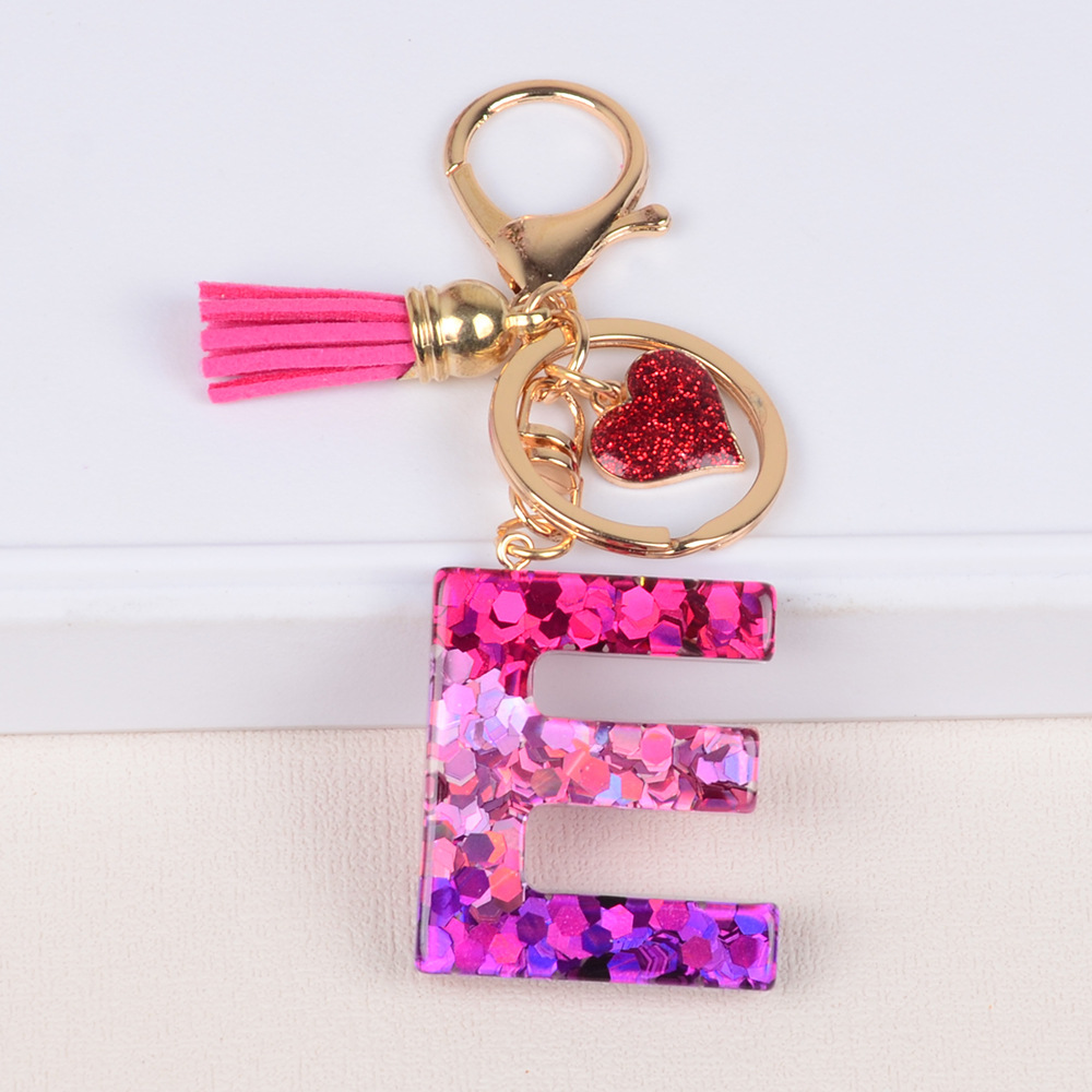 Lady Letter Heart Shape Resin Metal Epoxy Bag Pendant Keychain display picture 9