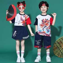 国庆儿童演出服啦啦队小学生女童国潮风男童中国风幼儿园表演服装