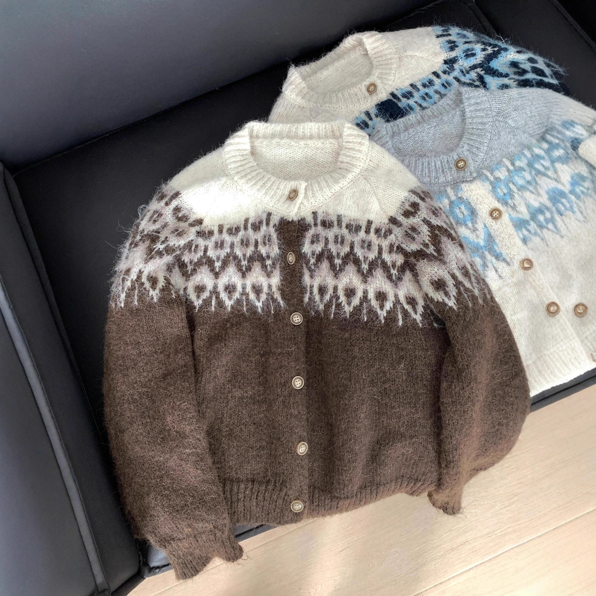 Fair Isle Sweater Cardigan Korean Chic Autumn And Winter Super Soft...