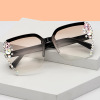 The new frameless cutting edge handmade diamond AB fashion glasses personality swing shooting concave shading sunglasses sunglasses