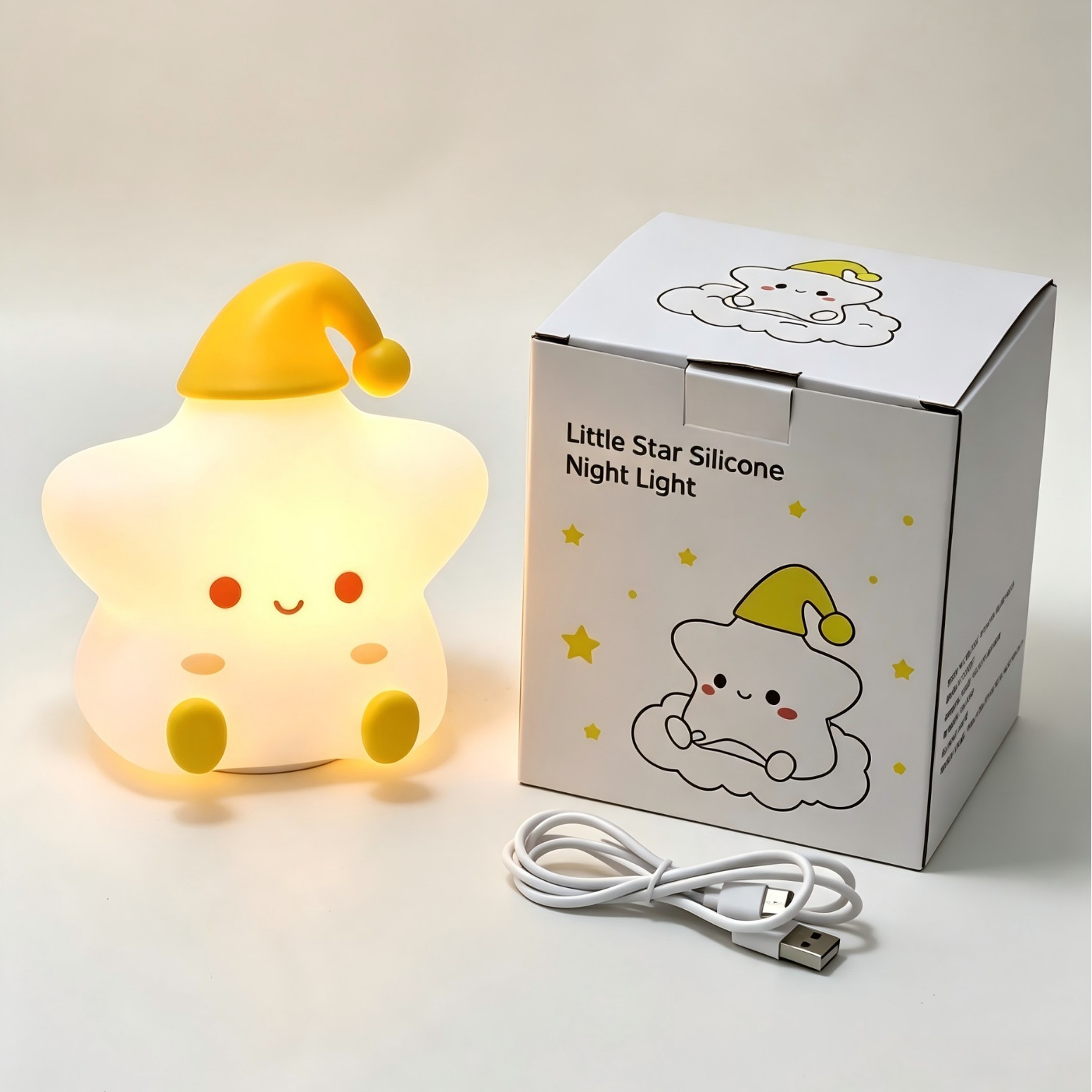 卡通鸭子感应硅胶夜灯 亲肤软胶儿童睡眠灯闺蜜情侣礼物工厂直供
