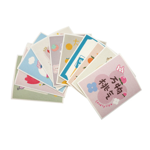 German wood pulp cotton dishcloth wet and dry lazy rag printed dishwashing rag kitchen dishwashing cloth