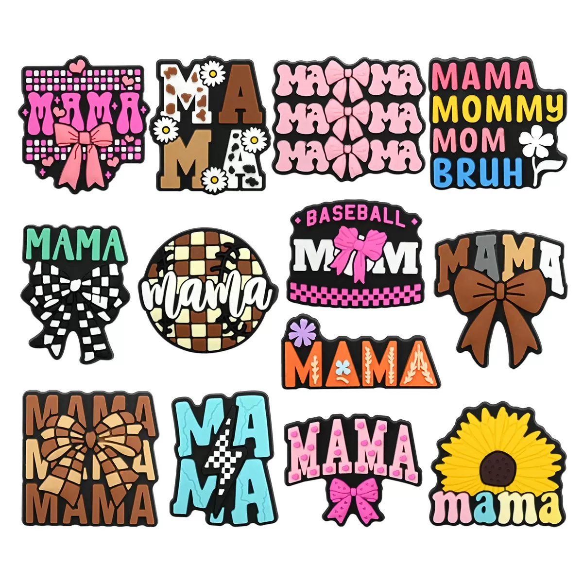 跨境新款母亲系列洞洞鞋diy配饰扣软胶可拆卸鞋花鞋扣鞋子装饰品