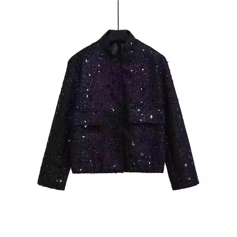 High Quality 2024 Autumn New Fashion Beaded Sequin Jacket Coat Women Chic Commuter Sequin Top