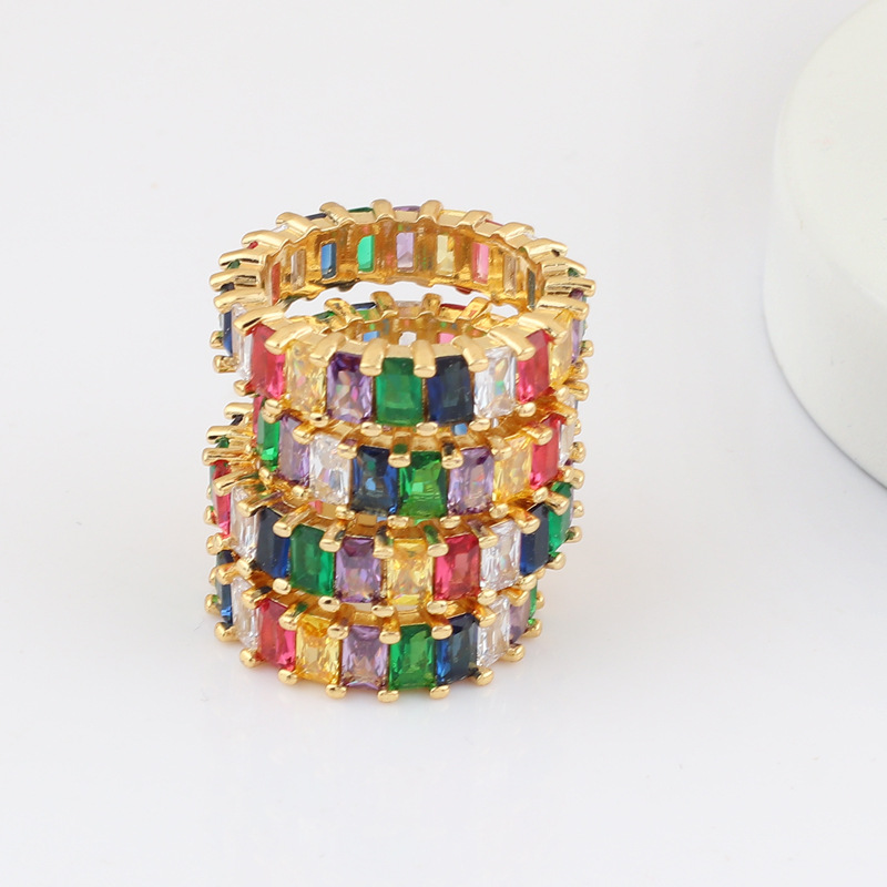 Fashion Geometric Copper Rings Bangle Inlay Zircon Copper Bracelets