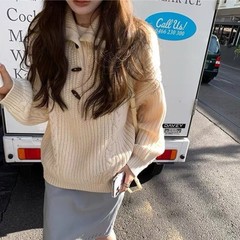 秋冬新款宽松韩版慵懒风高领麻花毛衣女高级感休闲上衣套头针织衫