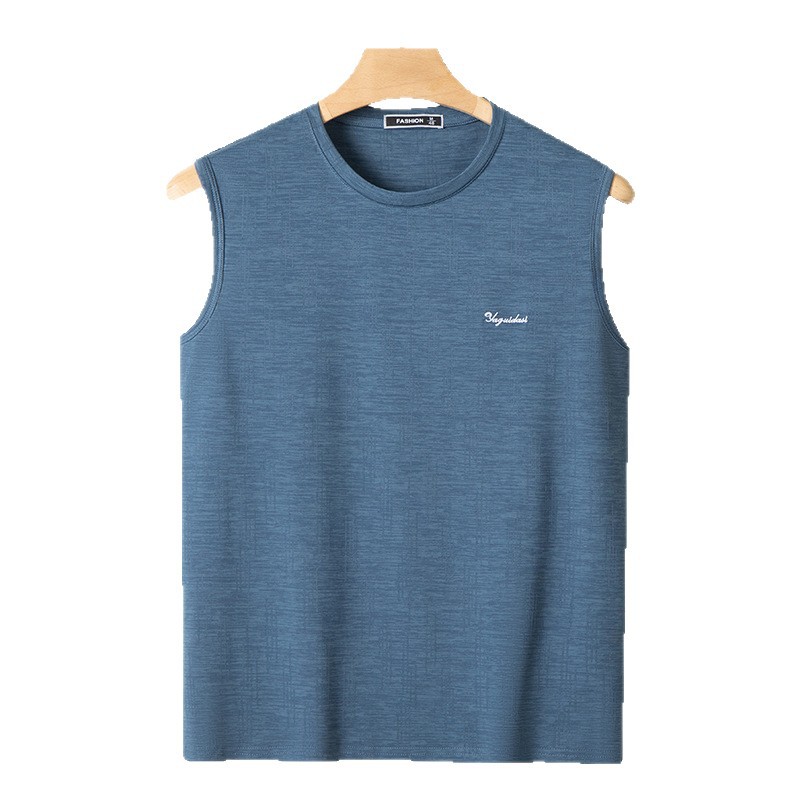 Summer Sports Vest Men's Middle-aged and Elderly Men's plus size Ice Silk Quick-drying Thin Old Head Shirt Loose Dad's Summer Dress