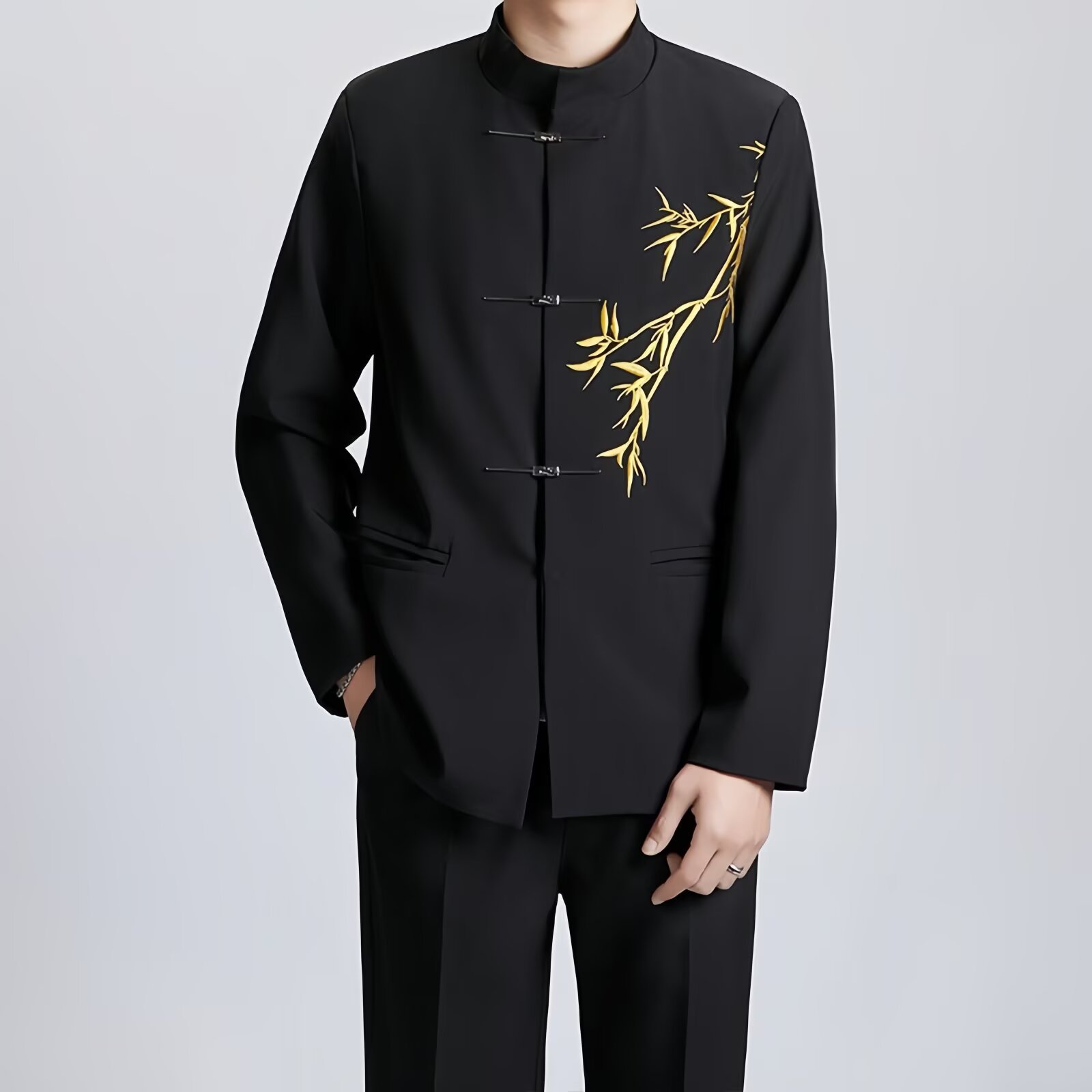 ZS10 슈트 [차이니즈 튜닉 + 롱팬츠] - 블랙