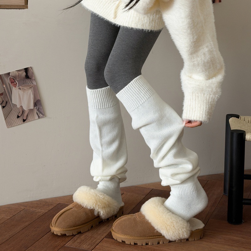 Little Red Book's Same Style Elephant Socks! Japanese Style Pure Color Jk Style Pile-Up Calf Socks, Korean Style Slimming Look Stockings