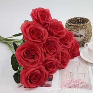 Симуляция роза сетевая красная волна букет букет короткая поддержка валентинки фестиваль фестиваль романтический творческий оптовый свадебный фальшивый цветок сделай сам дом
