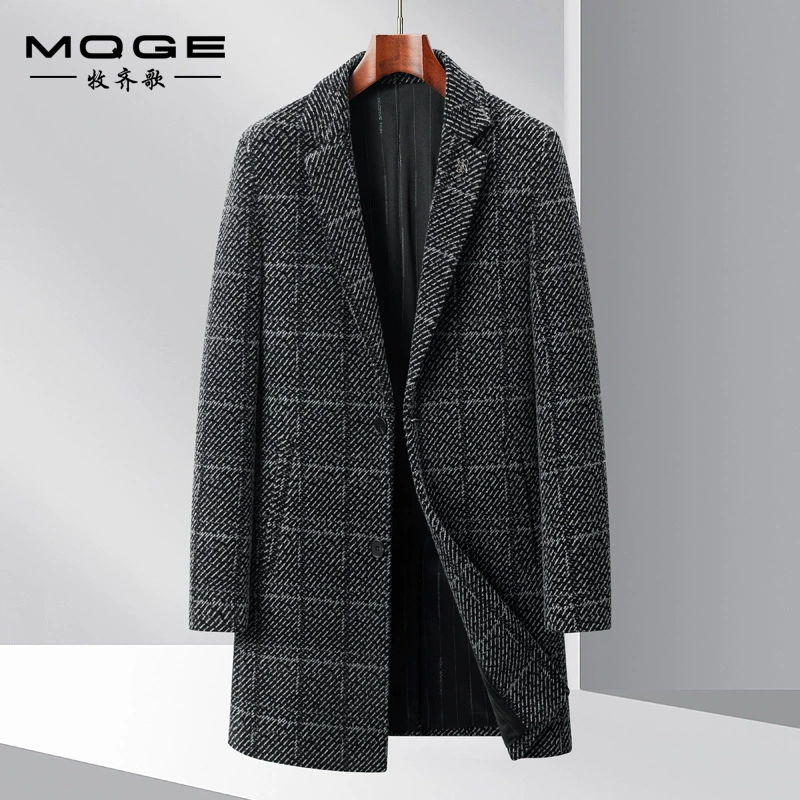 Осеннее и зимнее новое мужское пальто из синила средней и длинной сетки пальто мужское деловое повседневное шерстяное пальто мужское пальто