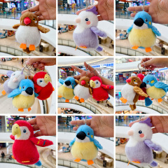 かわいい模擬オウムぬいぐるみペンダント鳥人形キーホルダースクールバッグペンダントクレーンゲームギフトバッチ