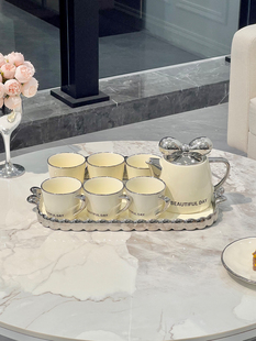 Cream Style Ceramic Water Cup Home Set Tea Cup Tea Set Teapot Accessible Luxury Living Room Newlywed Housewarming Birthday Gift