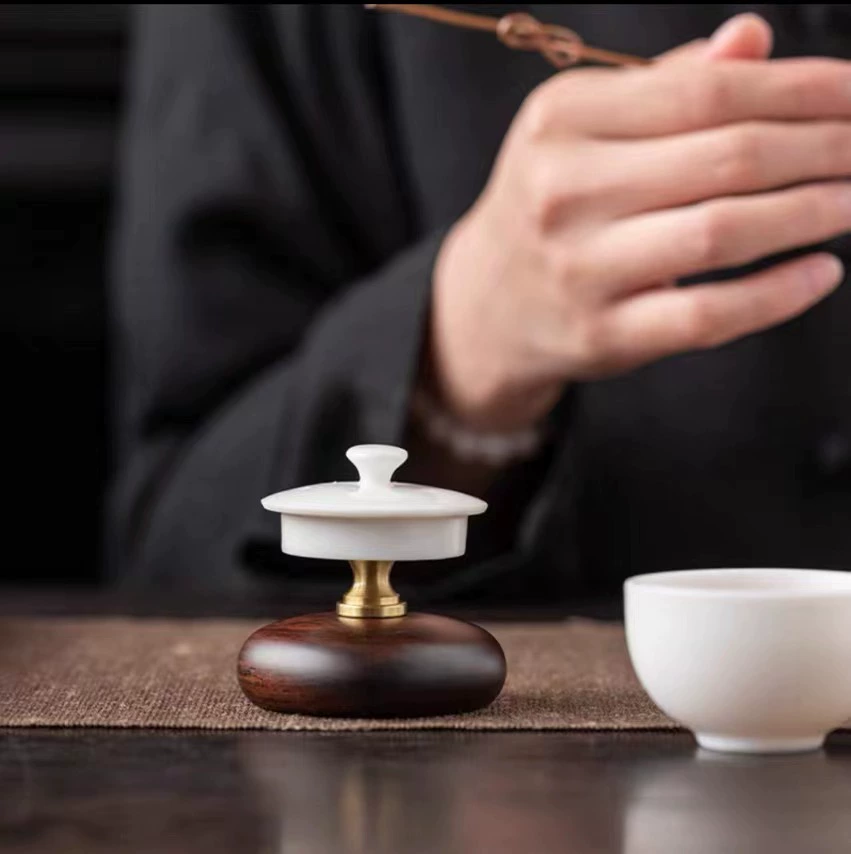 Набор медных крышек из черного дерева в китайском стиле Фиолетовый чехол для песочного горшка Чаша Крышка для чайного горшка Кронштейн Домашний чайный набор Кунг-фу Аксессуары для чайной церемонии Набор крышек