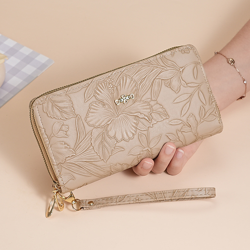 Bolso de mujer, bolso de mano retro relieve PU con cremallera, bolso multifuncional de mujer de alto nivel.