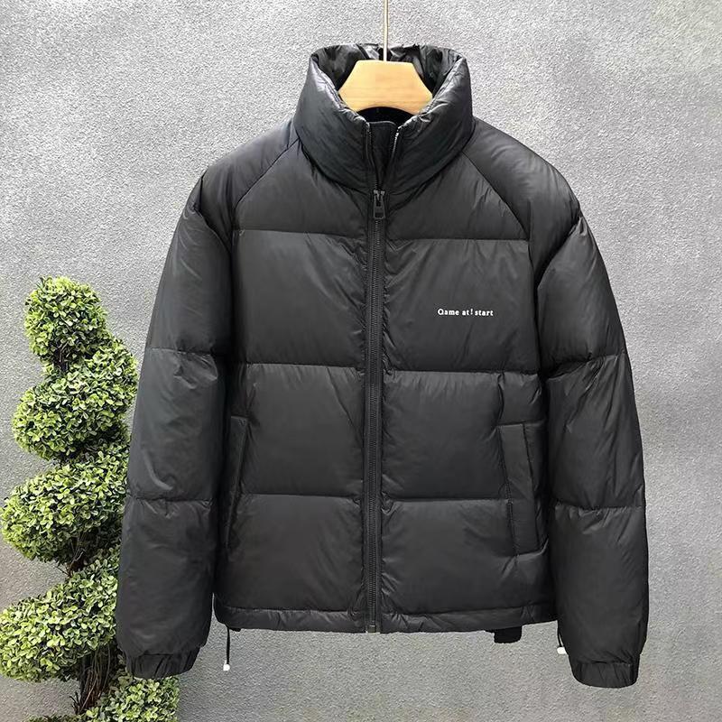 Down short winter thick lightweight stand up collar men's workwear jacket 2024 new item without hat high-end feeling_voghion.com