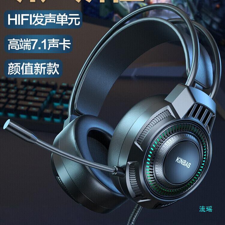 Computer Headset Wrangler Over-Ear Gaming Headphones for Desktop and Laptop Wired with Microphone