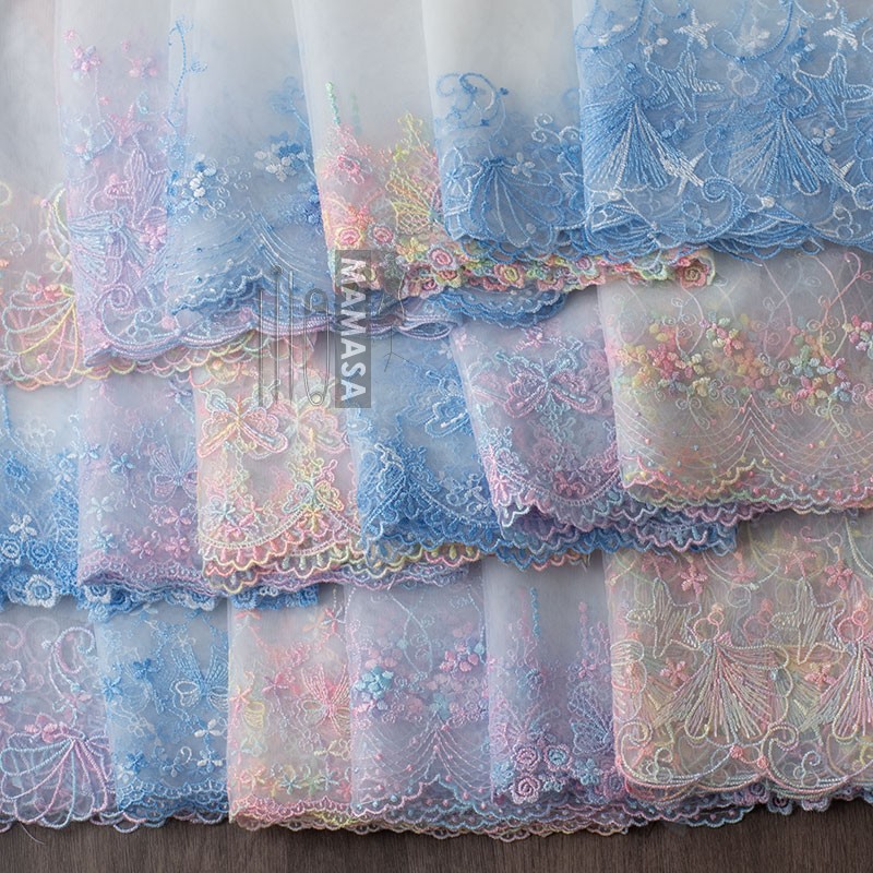 Dopamina sueño bordado de color hilo de malla encaje DIY hecha a mano lolita ropa tela accesorios para el cabello al por mayor