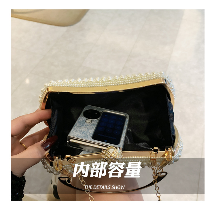 New pearl lady's handbag, banquet dress crossbody bag, elegant socialite dinner bag, high-end underarm bag wholesale undefined