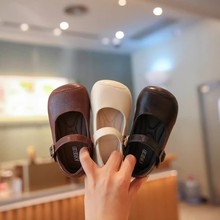 女童纯色简约宝宝小皮鞋2025夏季新款可爱方头软底单鞋儿童学步鞋